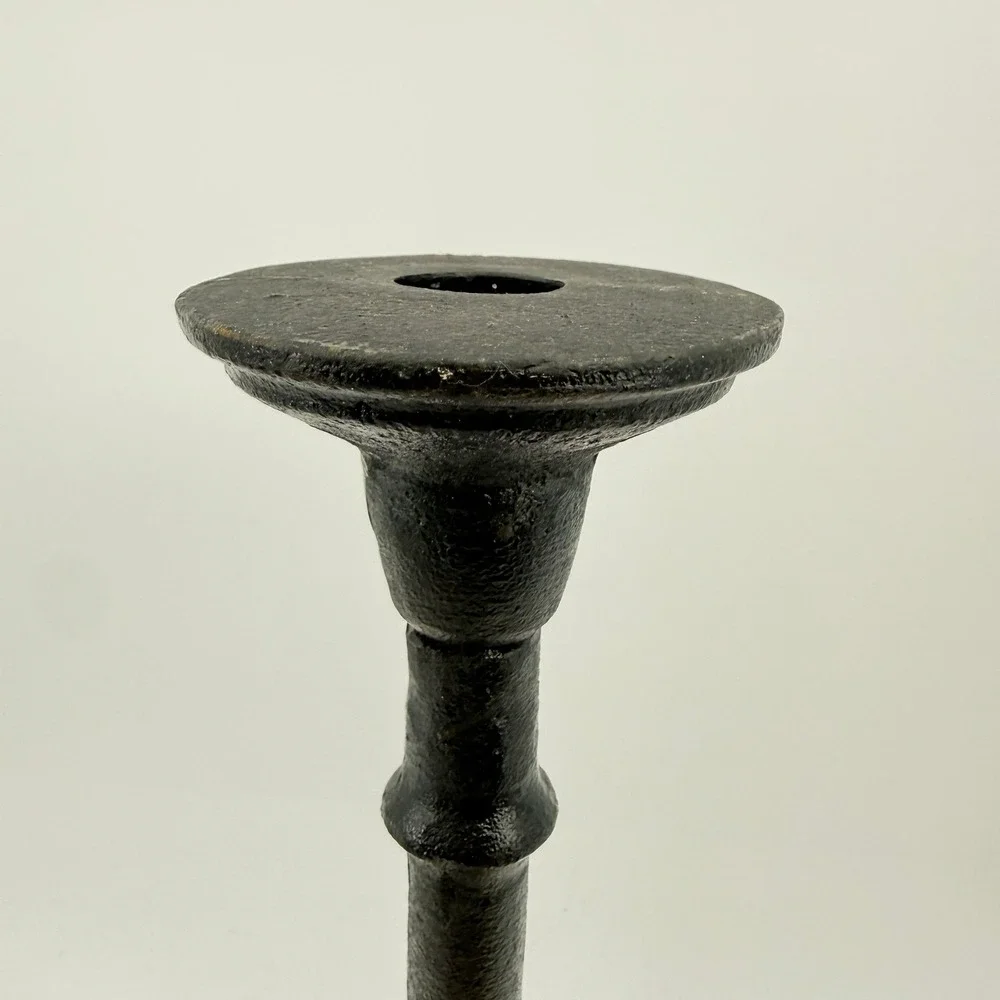 Pier‎ One Cast Iron Candlestick Holder Home Decor OS Black Vintage Fluted Base